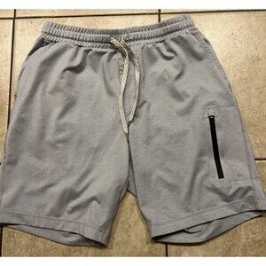 Vuori Shorts Mens Small Gray Sunday Performance Zip Pockets Drawstring Gym V381